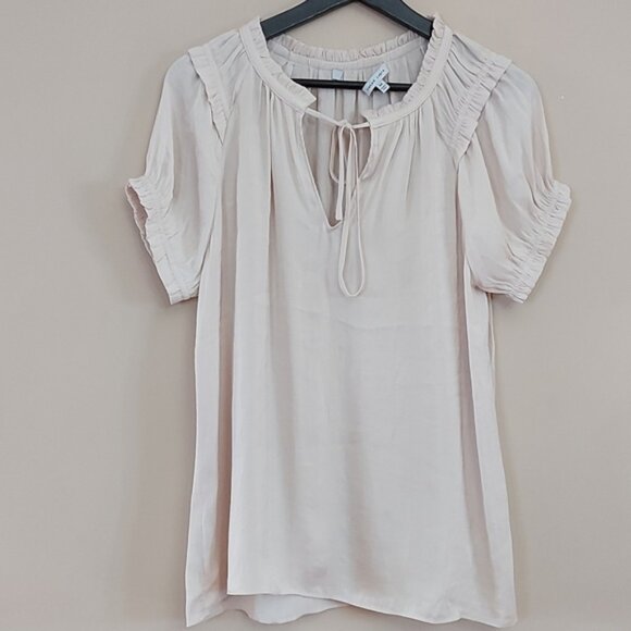 Naked Zebra blouse with tie front closure ruffle detail on the sleeve and collar - Picture 1 of 7